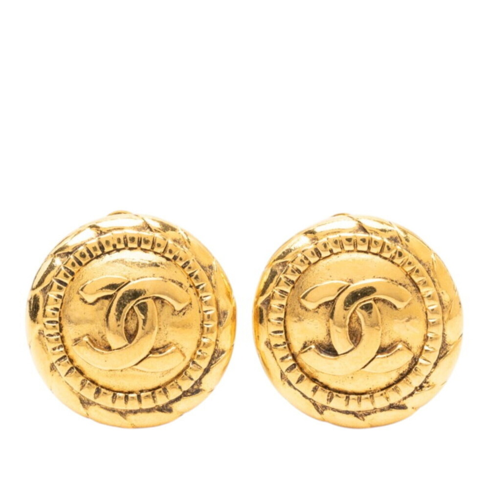 CHANEL Vintage Gold Logo Earrings